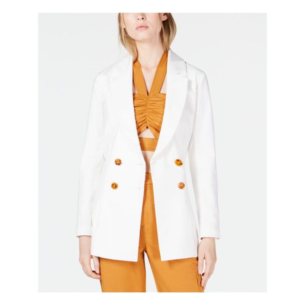 NWT FINDERS Womens White Belted Blazer Jacket Size: 6